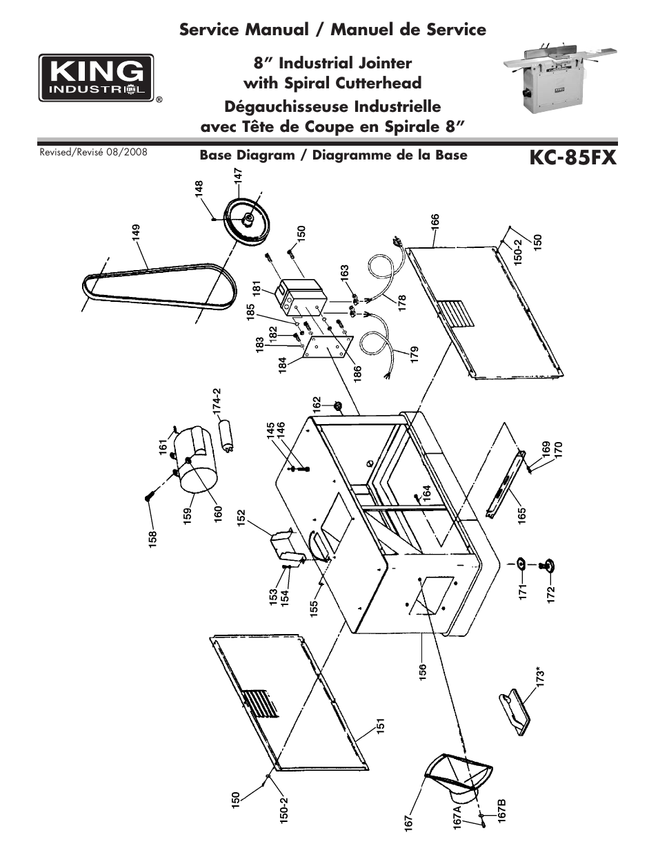 Kc-85fx | King Canada 8" Industrial Jointer KC-85FX User Manual | Page 2 / 6