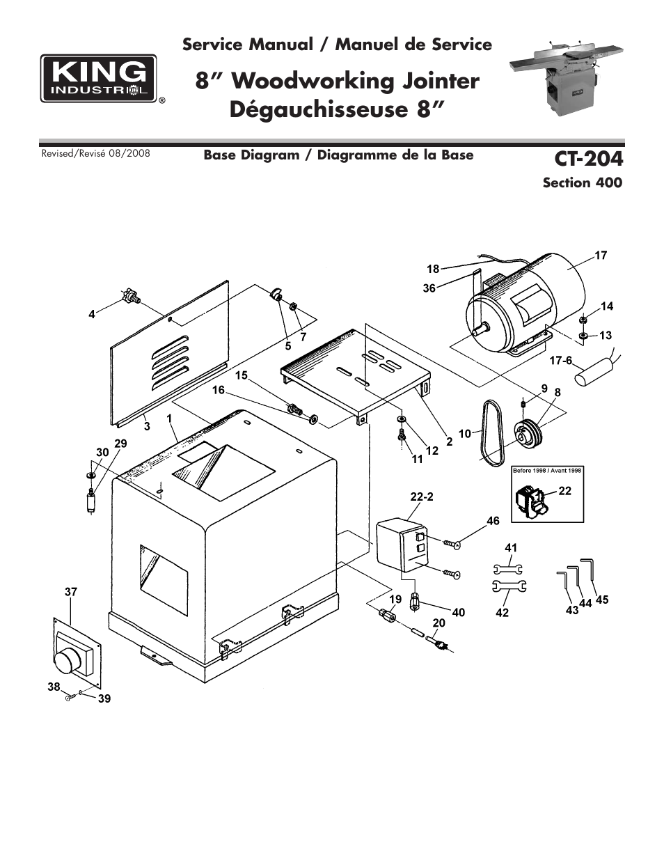 8” woodworking jointer dégauchisseuse 8, Ct-204 | King Canada CT-204 User Manual | Page 4 / 7