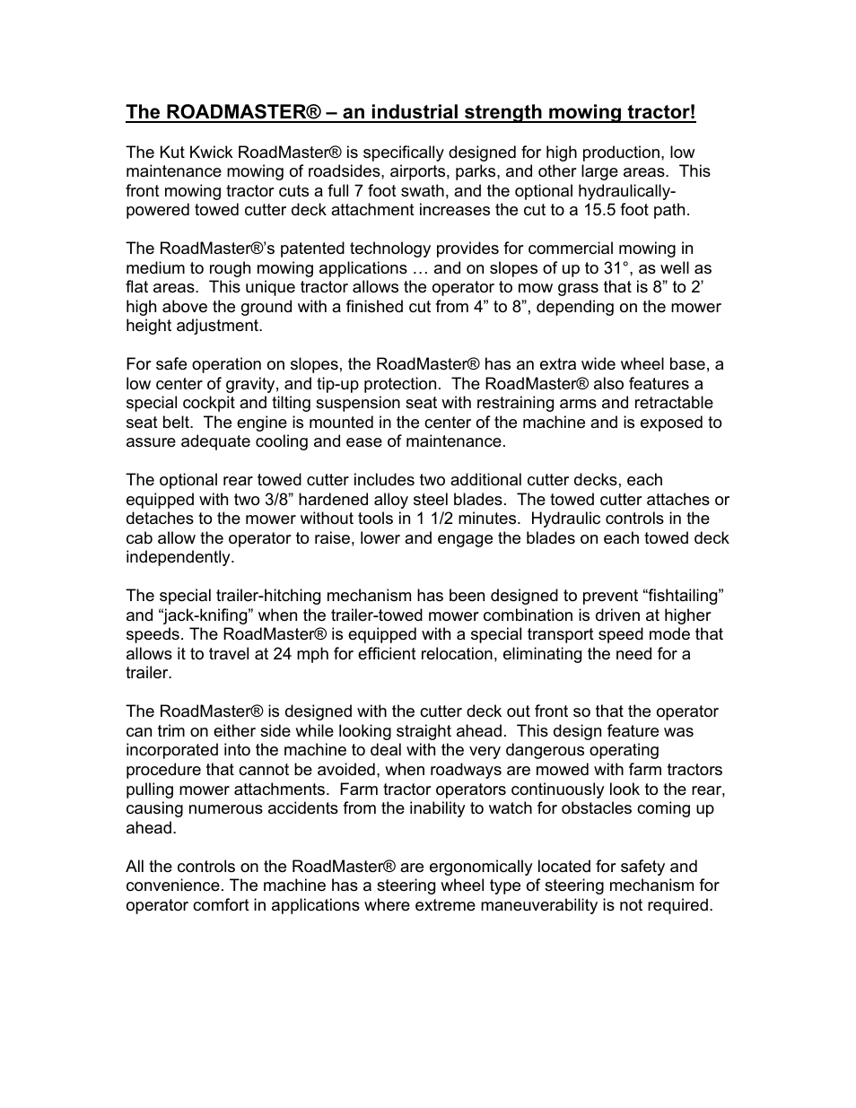 Kut-Kwick RoadMaster RM80-88D User Manual | Page 2 / 4