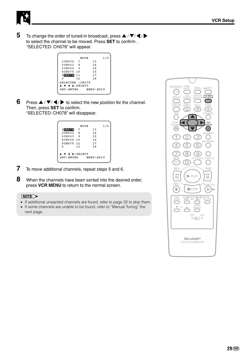 Vcr setup | Sharp DV-NC70(RU) User Manual | Page 31 / 104