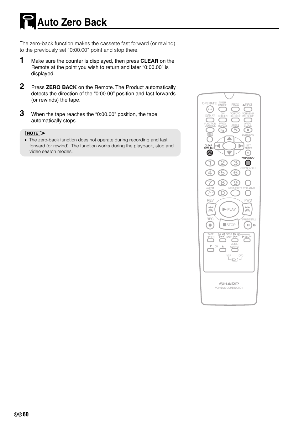 Auto zero back | Sharp DV-NC70(RU) User Manual | Page 62 / 104