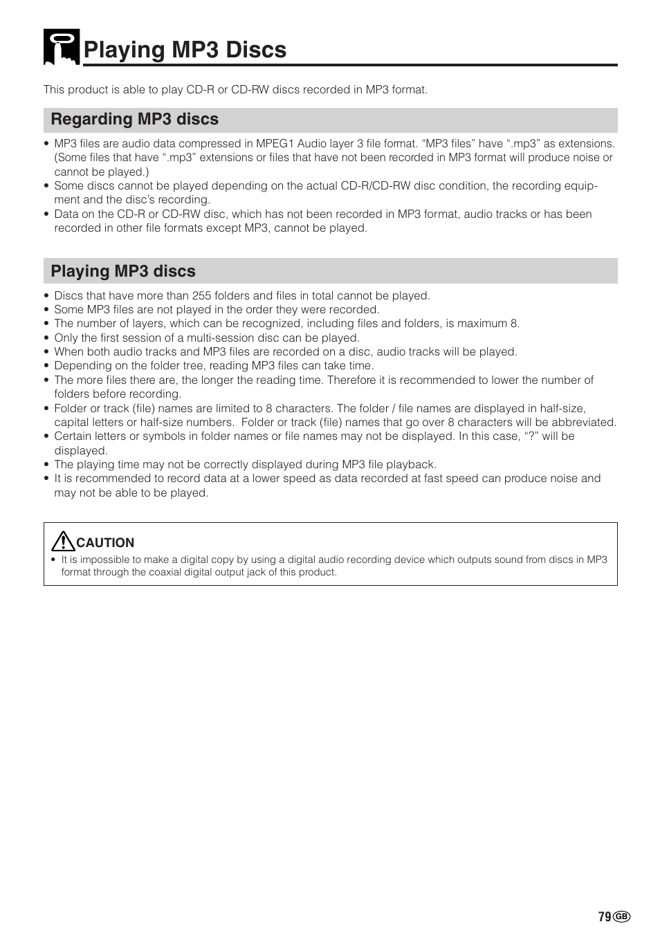 Regarding mp3 discs, Playing mp3 discs | Sharp DV-NC70(RU) User Manual | Page 81 / 104