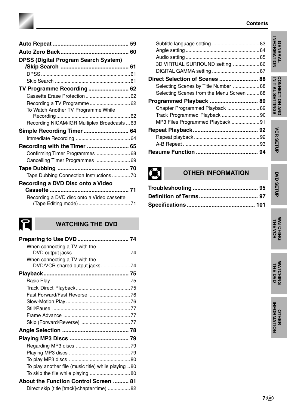 Watching the dvd, Other information | Sharp DV-NC70(RU) User Manual | Page 9 / 104