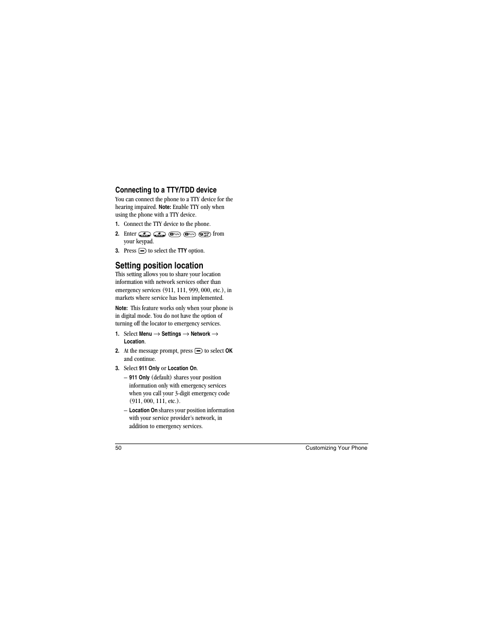 Setting position location | Kyocera Koi User Manual | Page 56 / 72