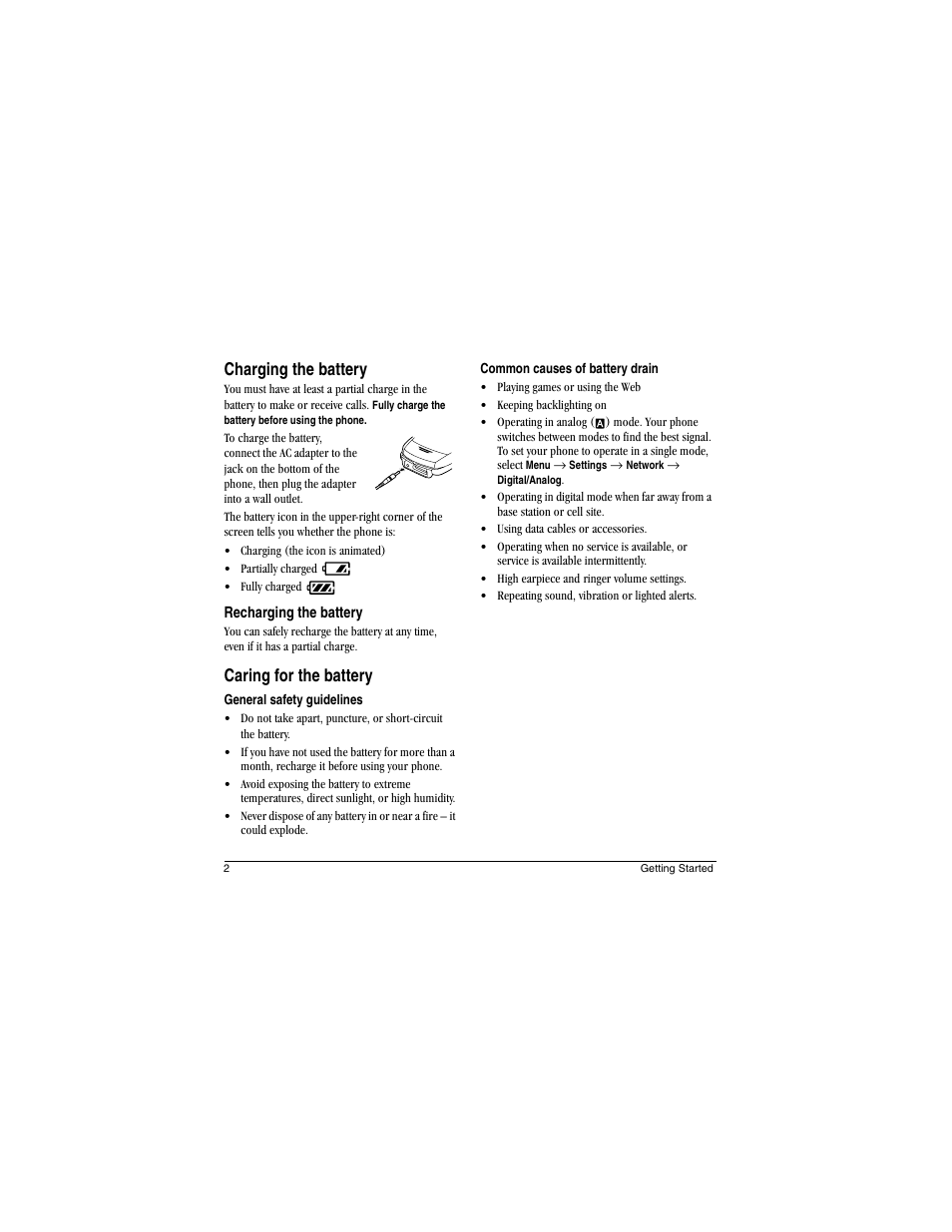 Charging the battery, Caring for the battery | Kyocera Koi User Manual | Page 8 / 72