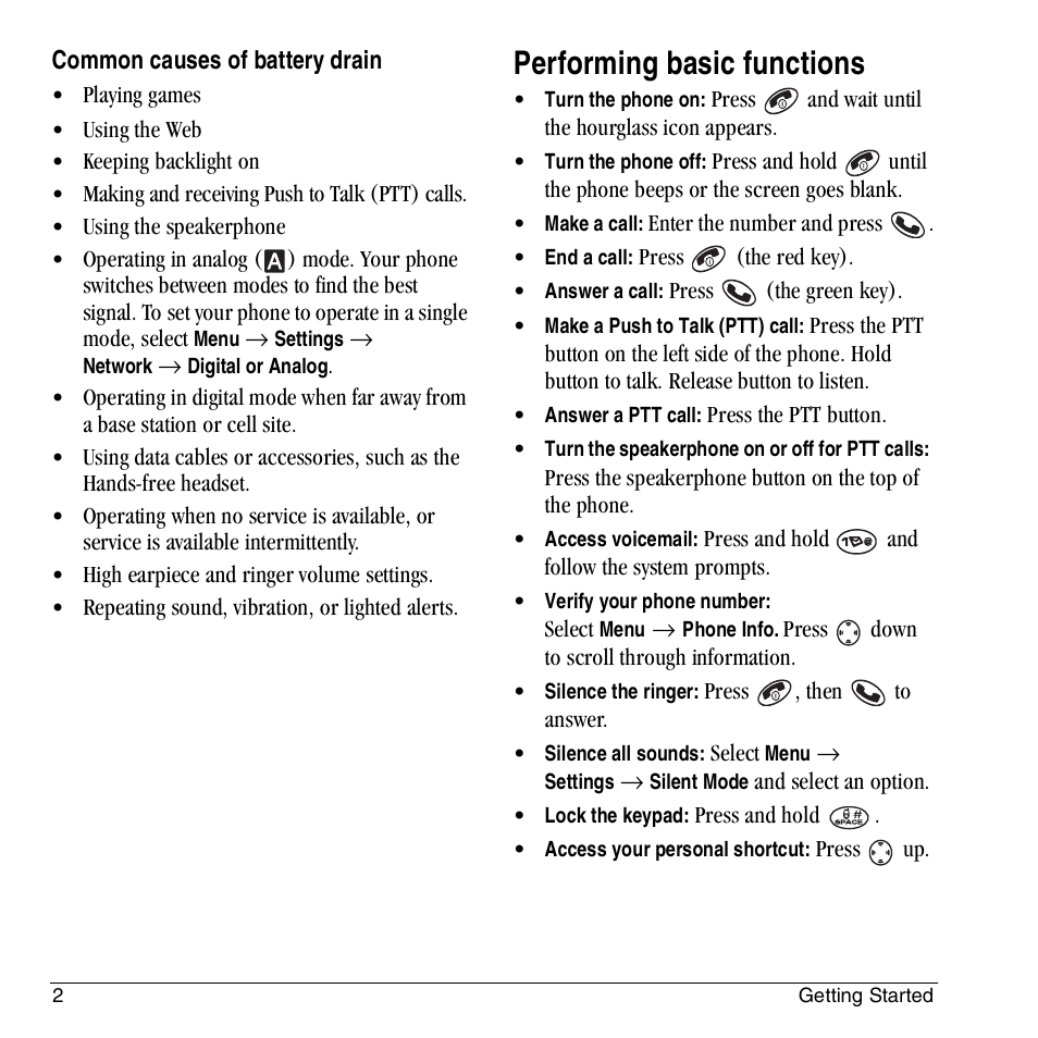Performing basic functions | Kyocera KX444 User Manual | Page 8 / 64