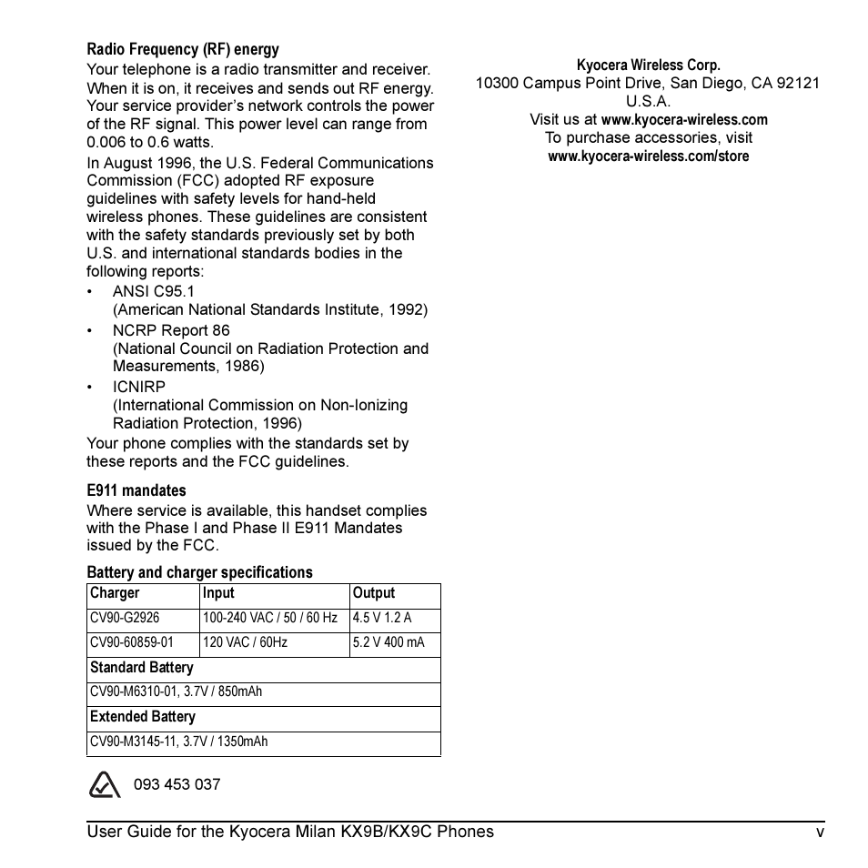 Kyocera Milan KX9C User Manual | Page 5 / 64