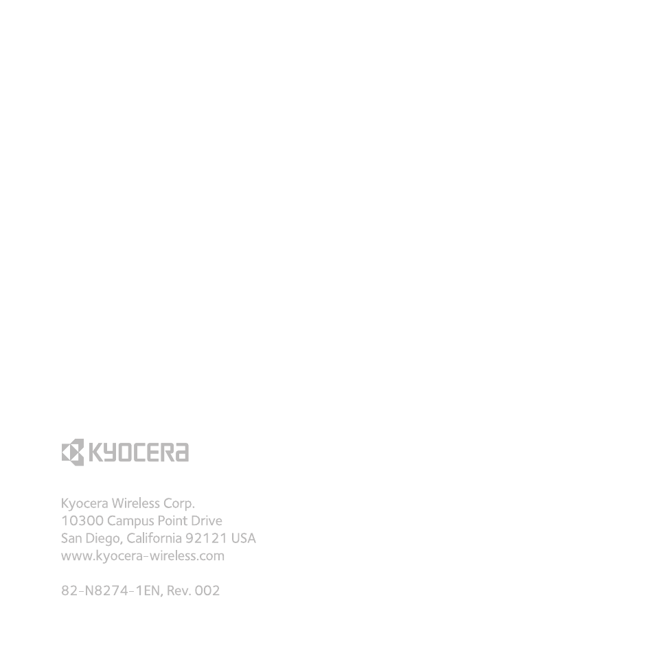 Kyocera Milan KX9C User Manual | Page 64 / 64