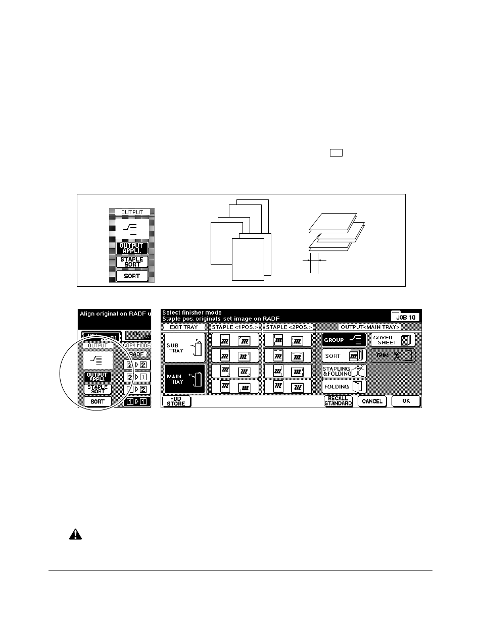 Group mode using primary (main) tray, Group mode using primary (main) tray -9, Output modes | Kyocera copier User Manual | Page 114 / 292