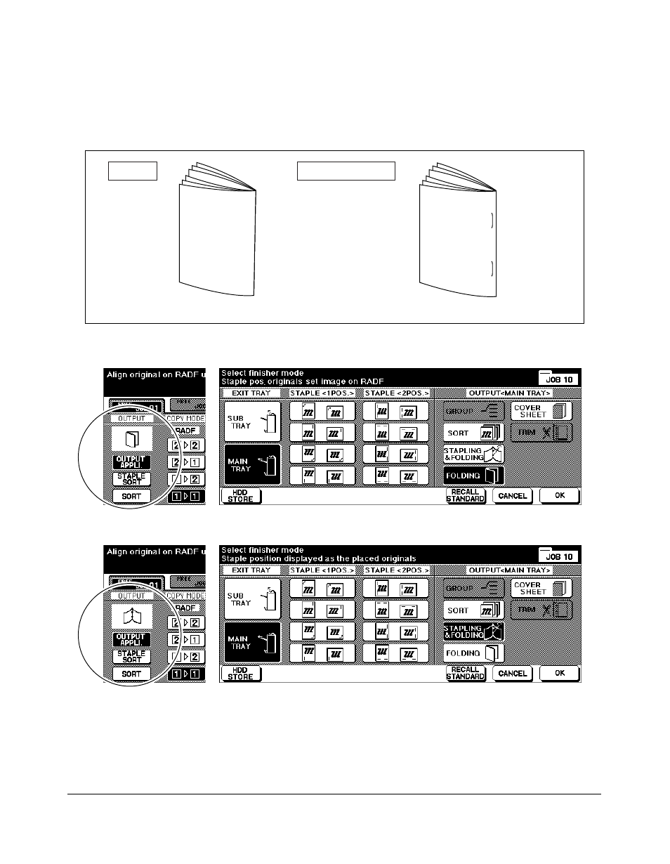 Output modes, Folding and stapling & folding modes (continued) | Kyocera copier User Manual | Page 118 / 292