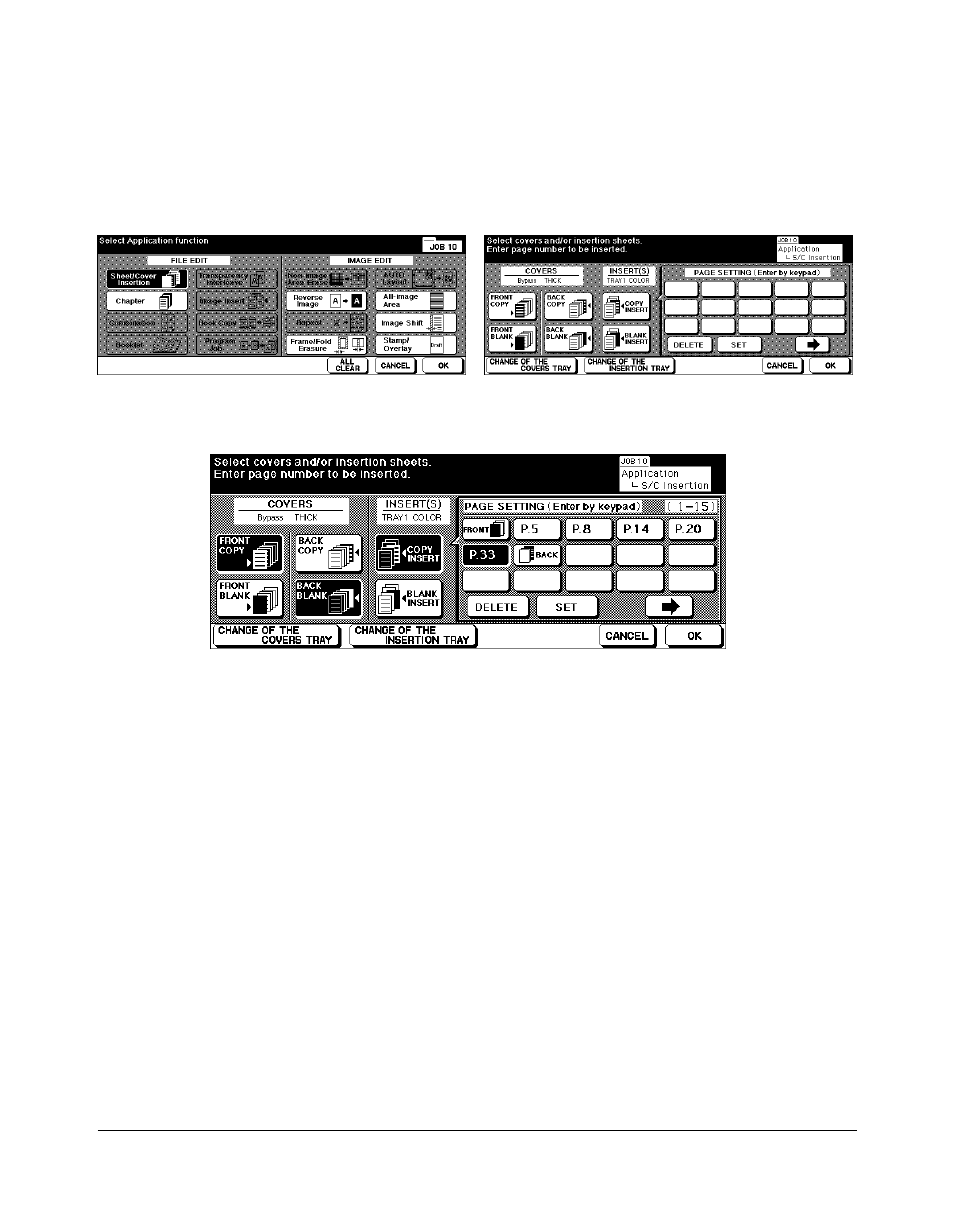 Applications, Sheet/cover insertion (continued) | Kyocera copier User Manual | Page 149 / 292