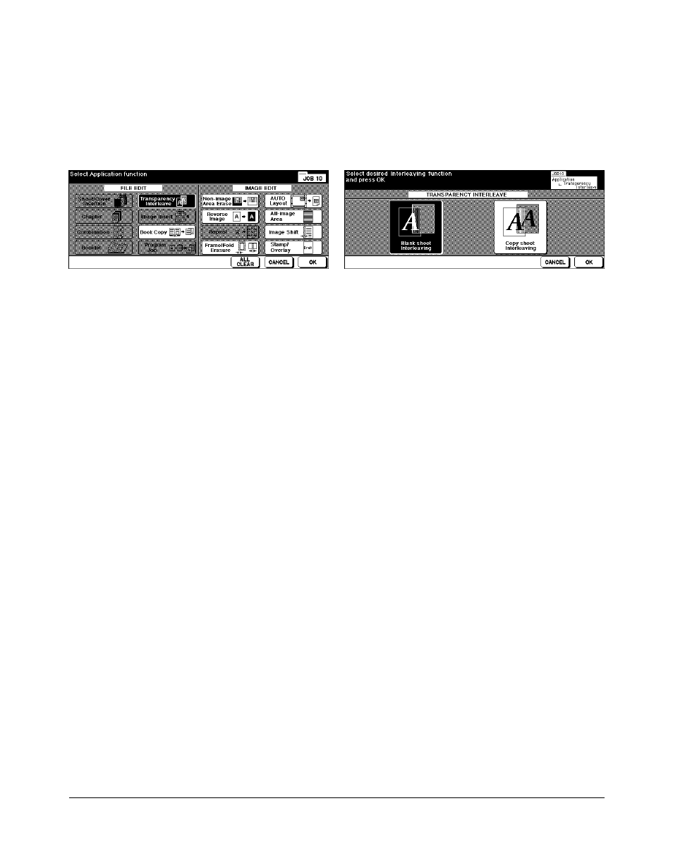 Applications, Transparency interleave (continued) | Kyocera copier User Manual | Page 159 / 292