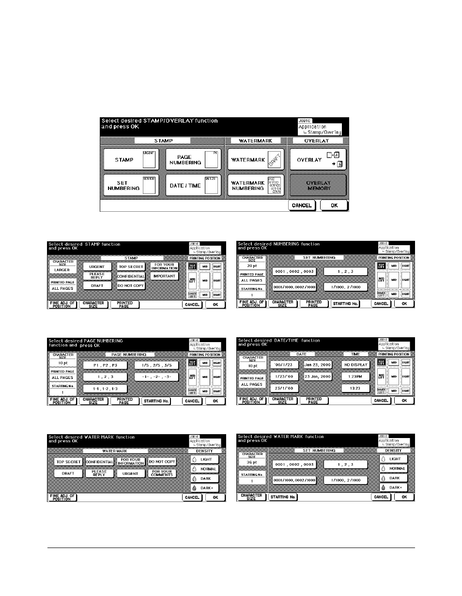 Applications, Stamp/overlay (continued) | Kyocera copier User Manual | Page 183 / 292