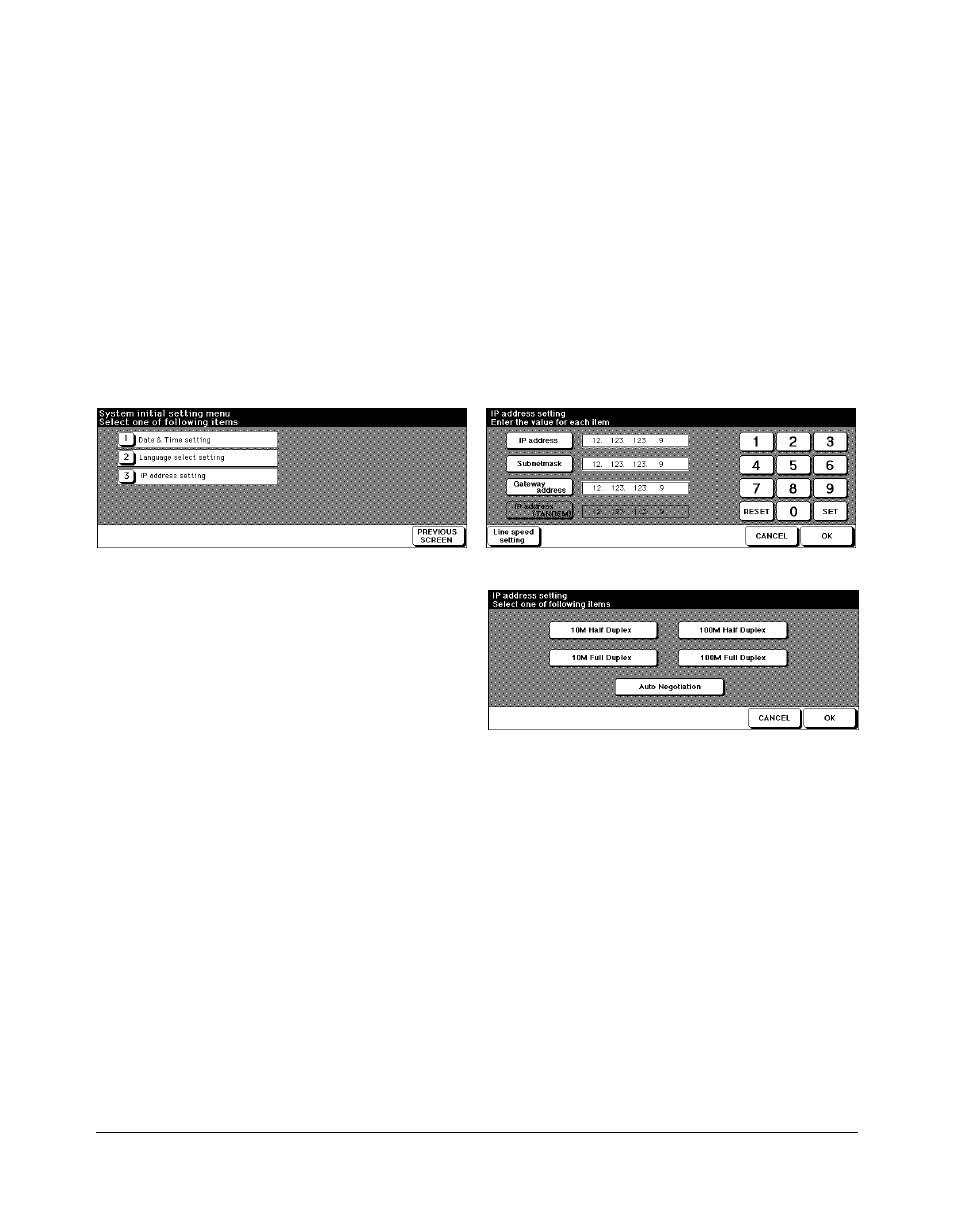 Ip address setting [3, Ip address setting [3] -9, Key operator mode | System initial setting [1] (continued) | Kyocera copier User Manual | Page 222 / 292