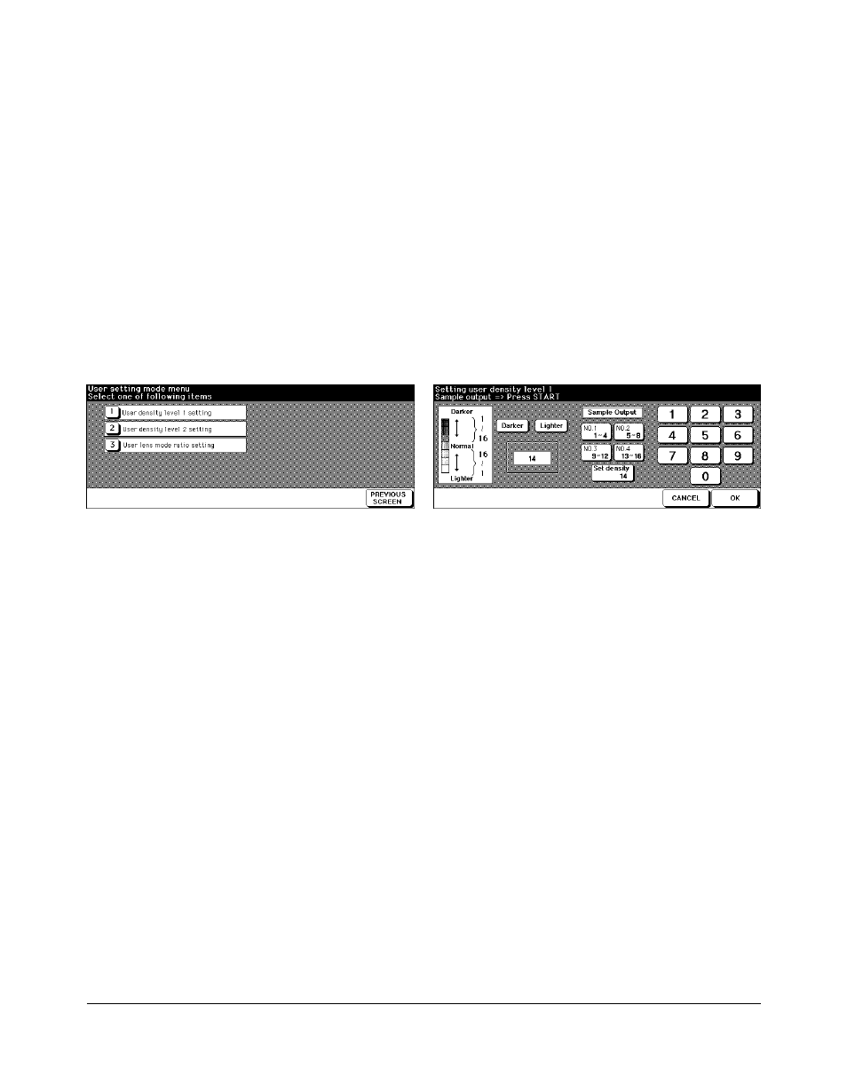 User setting mode [3, User density level 1 setting [1, User setting mode [3] -12 | User density level 1 setting [1] -12, Key operator mode | Kyocera copier User Manual | Page 225 / 292