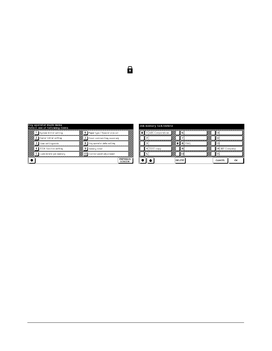 Lock/delete job memory [5, Lock/delete job memory [5] -23, Lock / delete job memory [5 | Key operator mode | Kyocera copier User Manual | Page 236 / 292