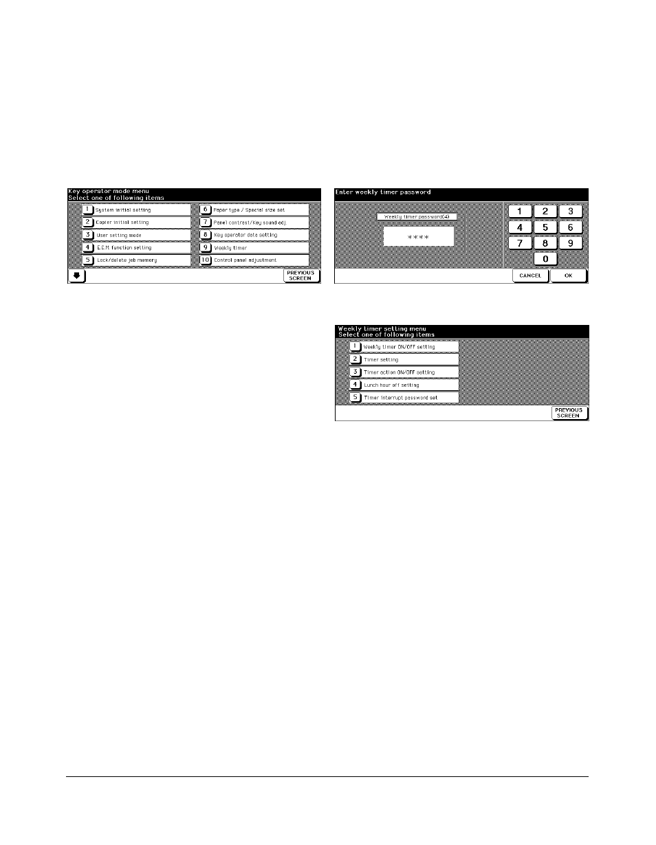 How to access the weekly timer setting mode, How to access the weekly timer setting mode -29, Key operator mode | Weekly timer [9] (continued) | Kyocera copier User Manual | Page 242 / 292