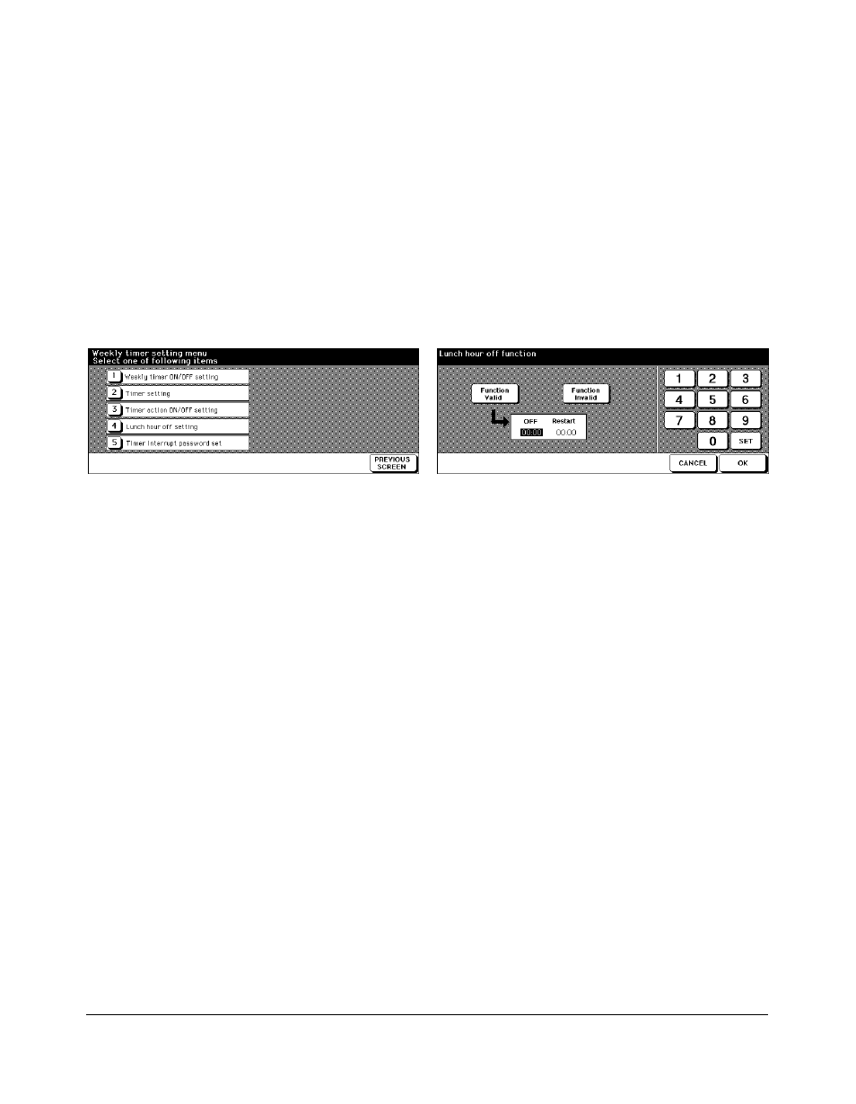 Lunch hour off setting [4, Lunch hour off setting [4] -35, Key operator mode | Weekly timer [9] (continued) | Kyocera copier User Manual | Page 248 / 292