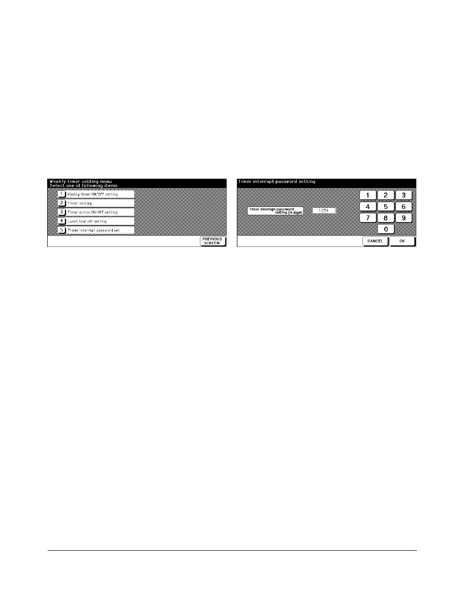 Timer interrupt password setting [5, Timer interrupt password setting [5] -36, Key operator mode | Weekly timer [9] (continued) | Kyocera copier User Manual | Page 249 / 292