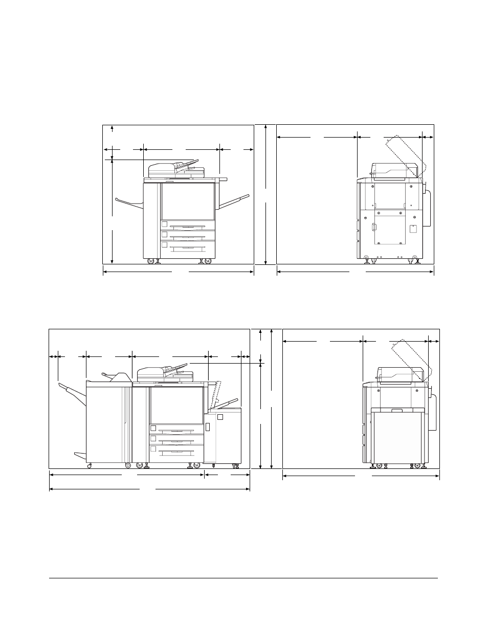 Site requirements, Site requirements -5, Machine information | Machine information 3-5, Unit: inches (mm) main body | Kyocera copier User Manual | Page 38 / 292