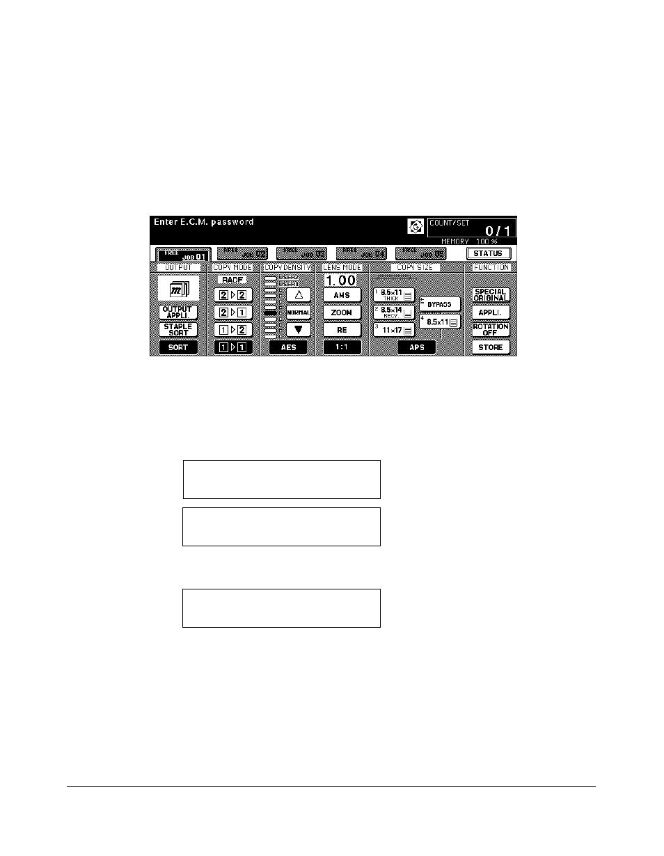 Entering an ecm password, Entering an ecm password -5, Copier management | Kyocera copier User Manual | Page 59 / 292