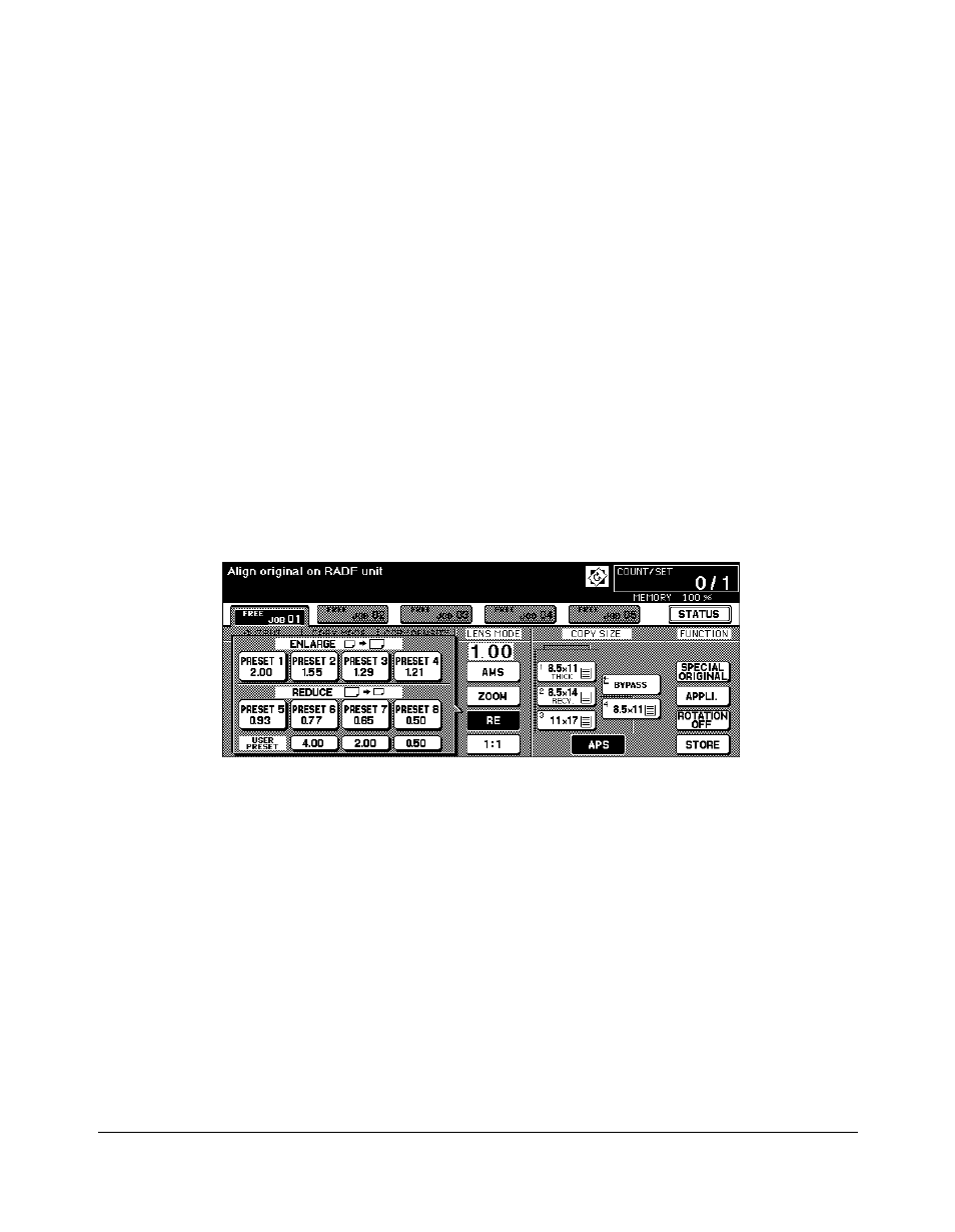 Preset and user set ratios, Preset and user set ratios -14, Basic operations | Lens mode (continued) | Kyocera copier User Manual | Page 76 / 292