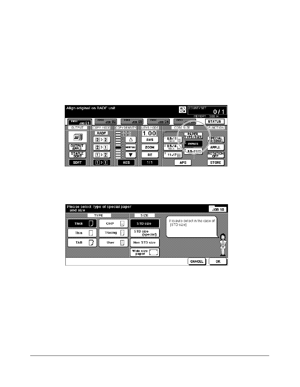 Basic operations, Copy size (continued) | Kyocera copier User Manual | Page 81 / 292