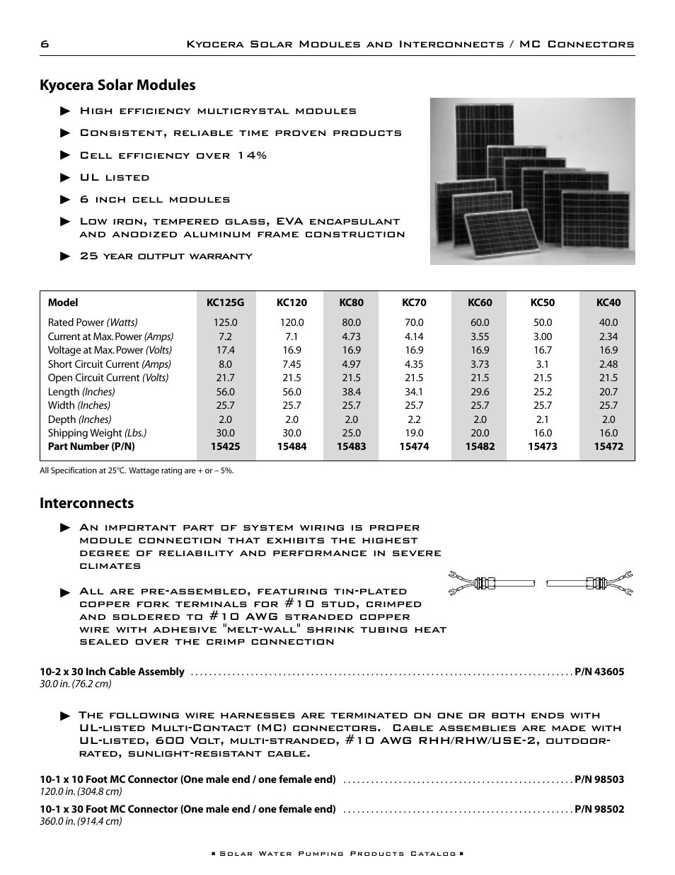 Kyocera solar modules, Interconnects | Kyocera 85221 User Manual | Page 8 / 20