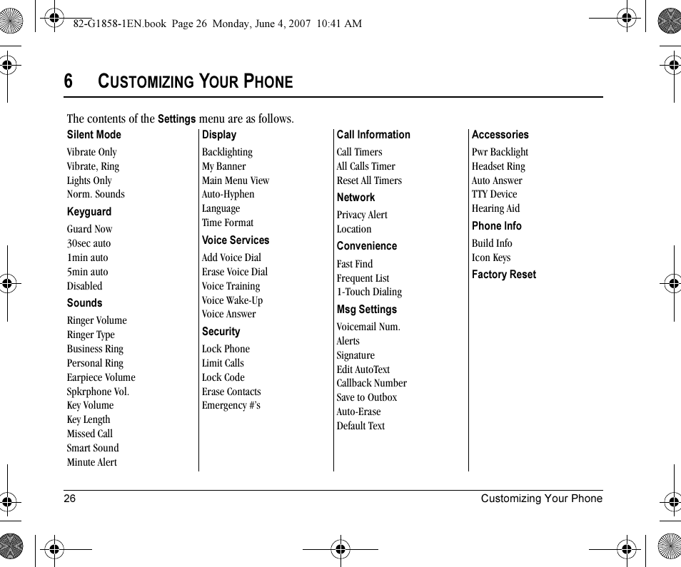 Ustomizing, Hone | Kyocera K126C User Manual | Page 34 / 56