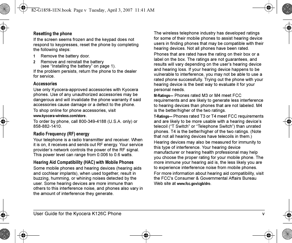Kyocera K126C User Manual | Page 5 / 56