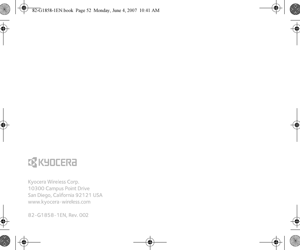 Kyocera K126C User Manual | Page 56 / 56