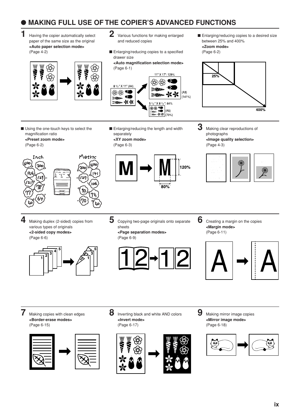 Making full use of the copier’s advanced functions | Kyocera KM-C830 User Manual | Page 11 / 161