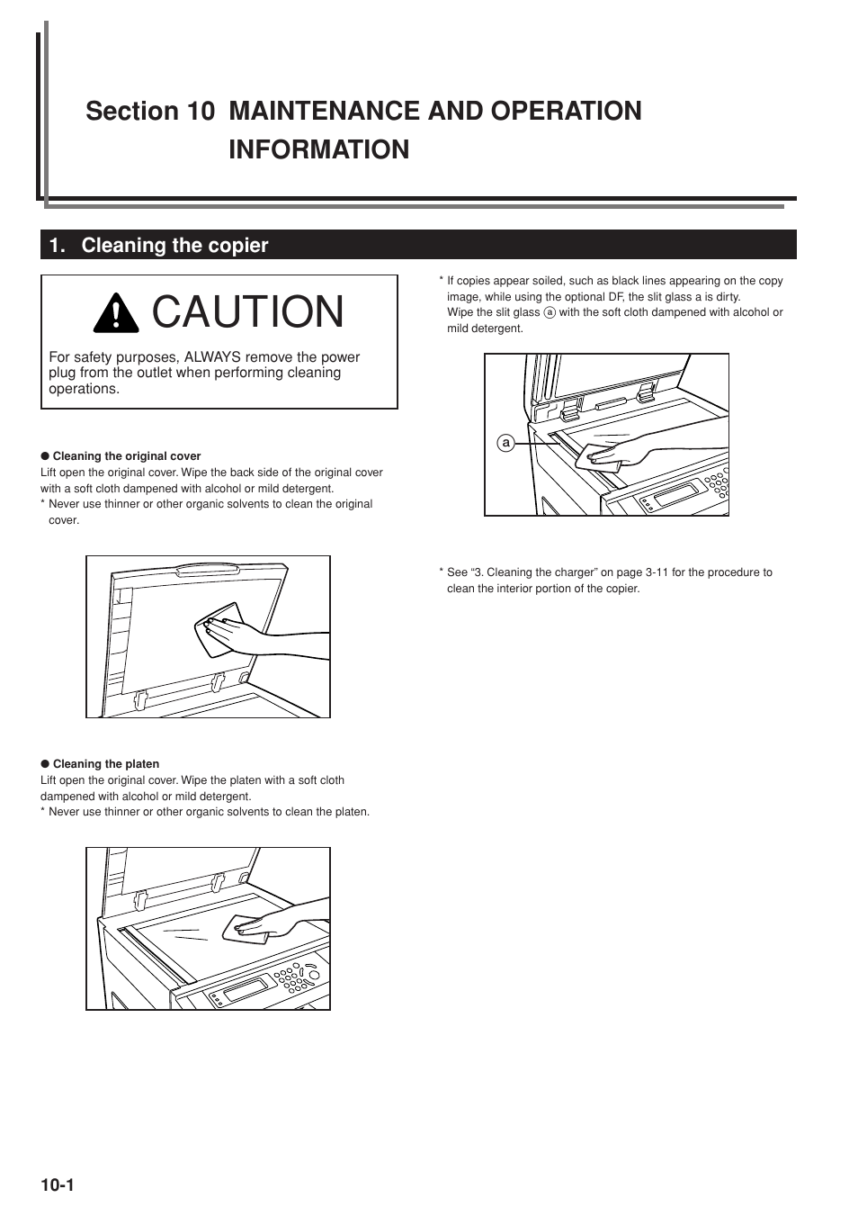 Caution, Cleaning the copier | Kyocera KM-C830 User Manual | Page 152 / 161