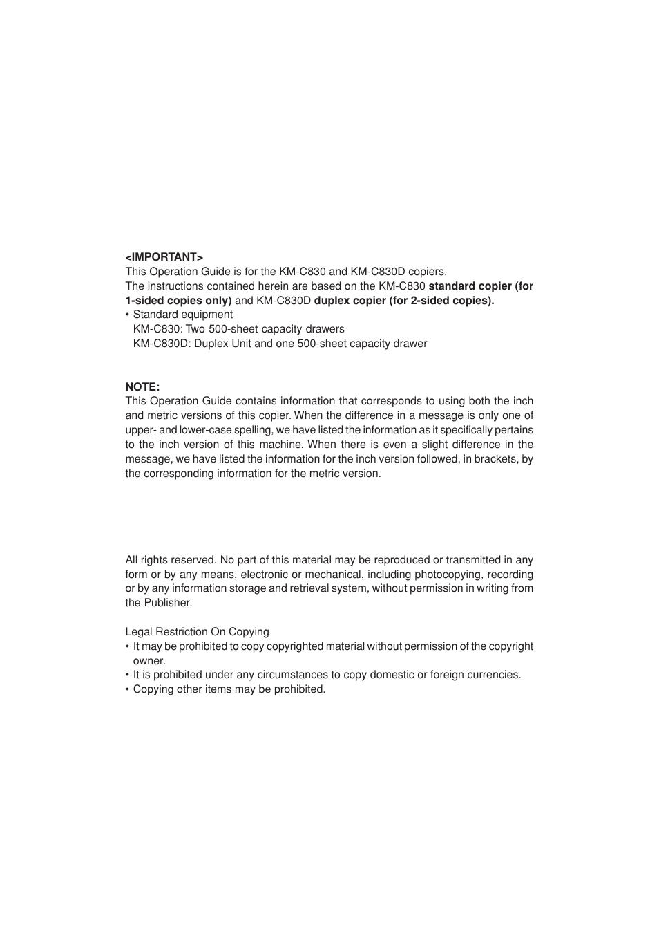 Kyocera KM-C830 User Manual | Page 2 / 161
