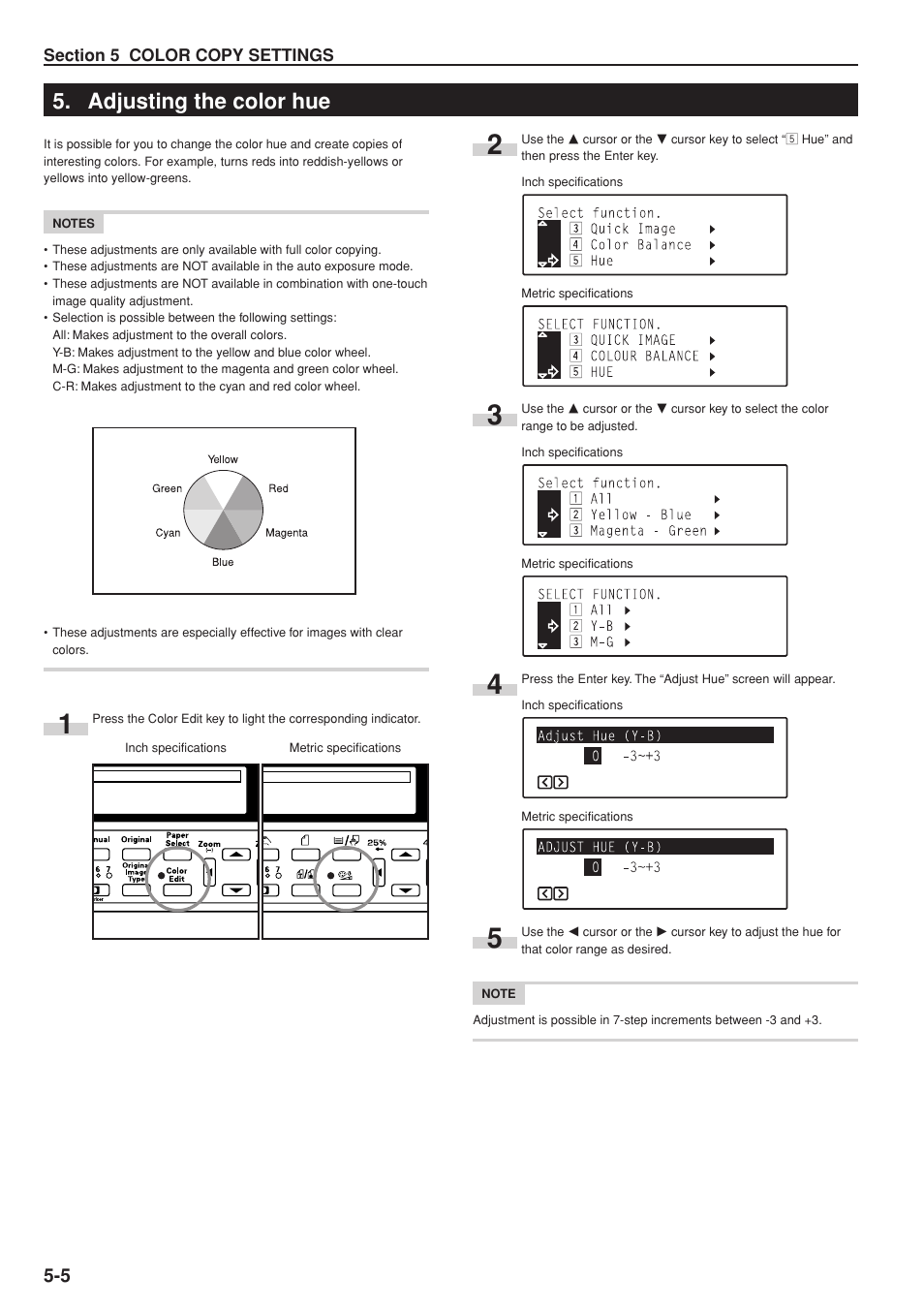 Adjusting the color hue | Kyocera KM-C830 User Manual | Page 45 / 161