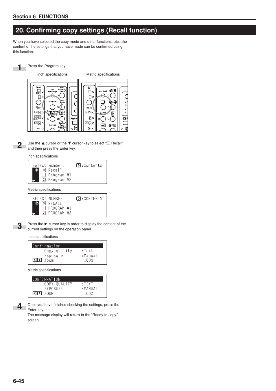 Confirming copy settings (recall function) | Kyocera KM-C830 User Manual | Page 92 / 161