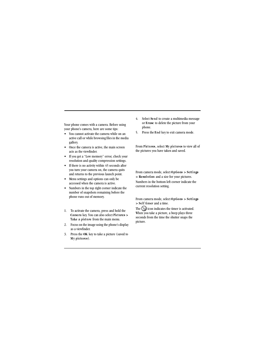 11 pictures, Camera tips, Take a picture | To activate the camera, press and hold the, Camera, Pictures, Press the, My pictures, Select, Send | Kyocera X-tc M2000 User Manual | Page 54 / 90