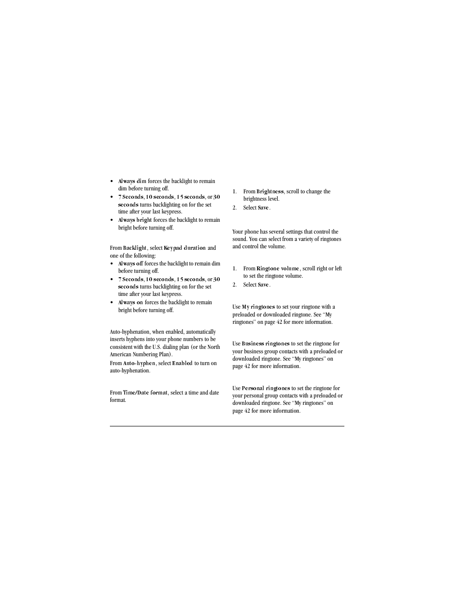 Always dim, 7 seconds, 10 seconds | 15 seconds, 30 seconds, Always bright, Set keypad duration, From, Backlight, Keypad duration | Kyocera X-tc M2000 User Manual | Page 68 / 90