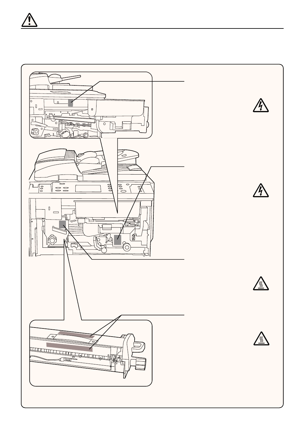 Etiquetas de precaucion, Aviso: no despegue estas etiquetas | Kyocera 4230 User Manual | Page 11 / 226