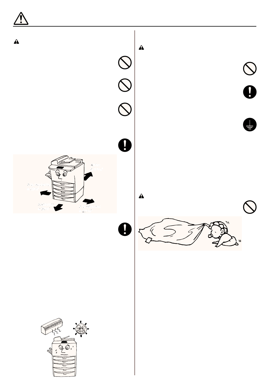Precauciones de instalacion, Condiciones del lugar de instalación, Manejo de bolsas de plástico | Kyocera 4230 User Manual | Page 14 / 226
