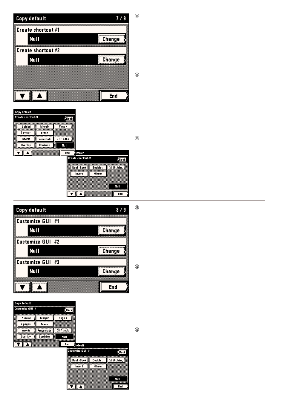 18 create shortcut (#1, #2), 19 customize gui #1 - #5 | Kyocera 4230 User Manual | Page 152 / 226