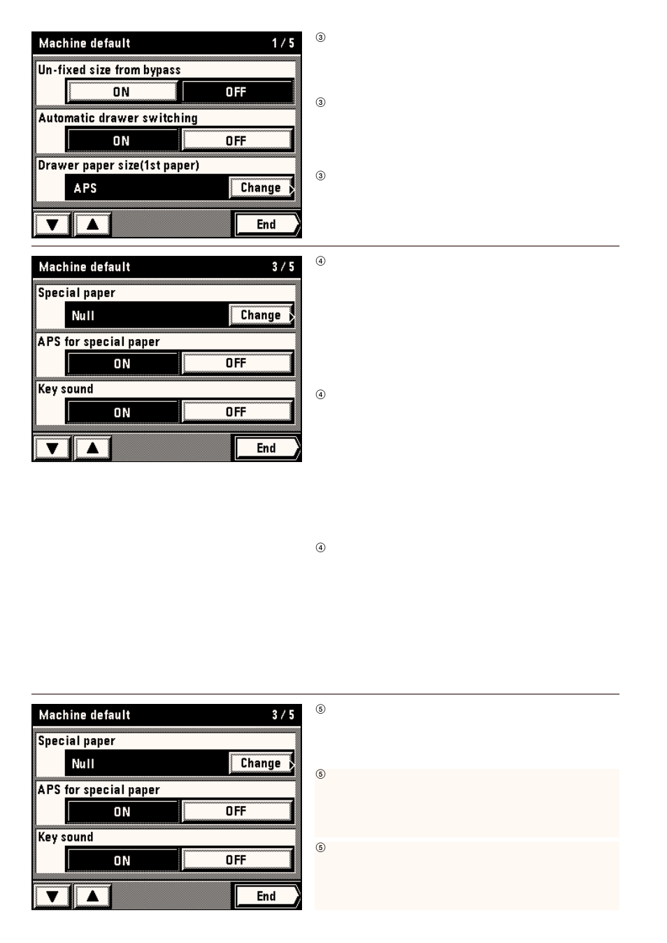 3 drawer paper size, 4 special paper, 5 aps for special paper | Kyocera 4230 User Manual | Page 158 / 226