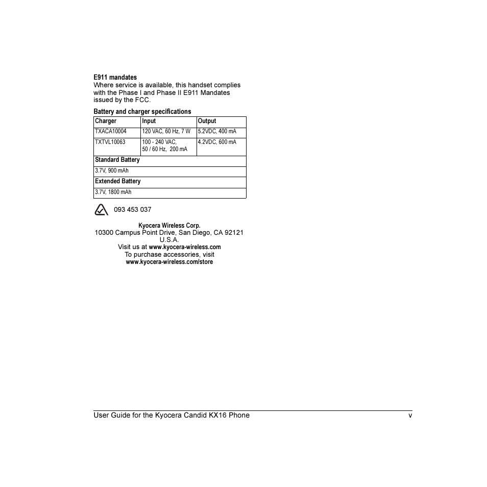 Kyocera Candid KX16 User Manual | Page 5 / 64