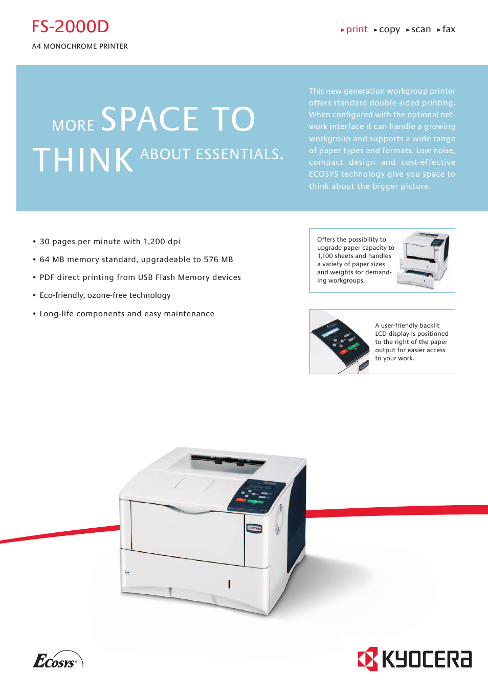 Kyocera FS-2000DN User Manual | 2 pages