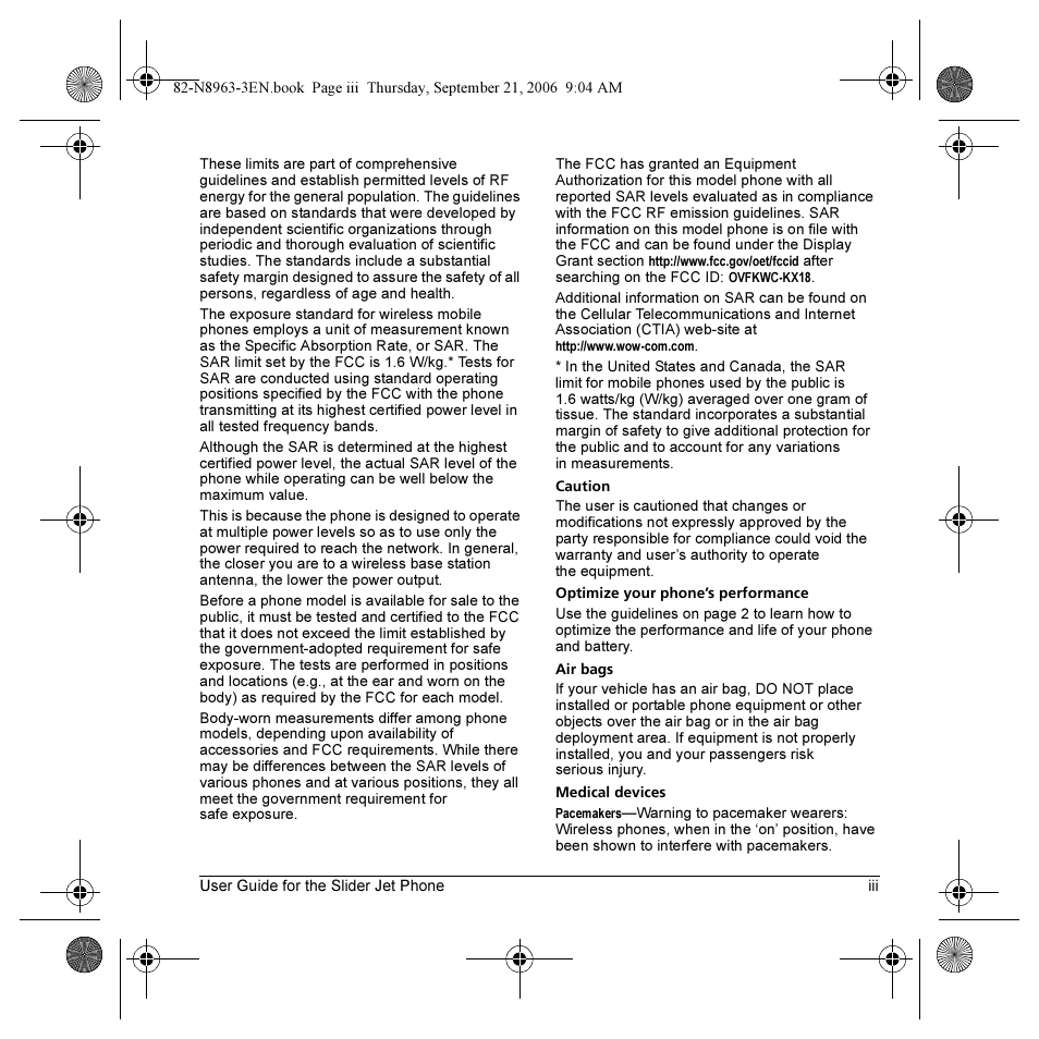 Kyocera SLIDER JET KX18 User Manual | Page 3 / 80