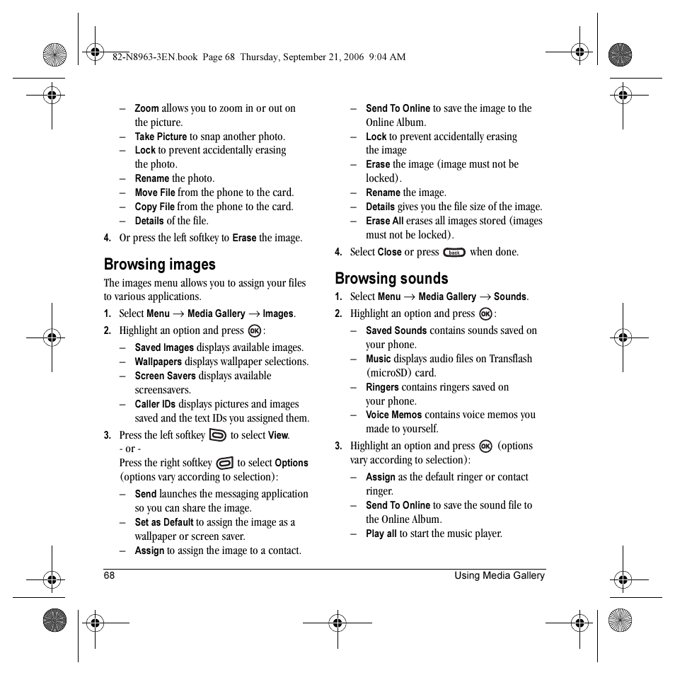 Browsing images, Browsing sounds | Kyocera SLIDER JET KX18 User Manual | Page 74 / 80