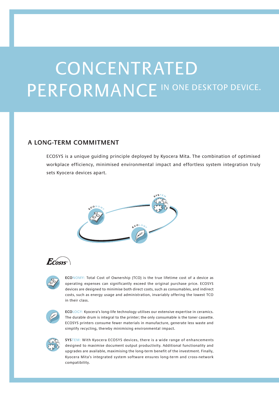 Concentrated performance, A long-term commitment | Kyocera FS-1016MFP User Manual | Page 2 / 4
