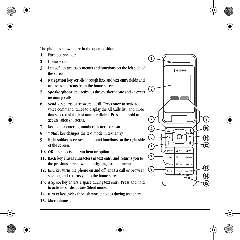 Phone overview | Kyocera S2410 User Manual | Page 11 / 72