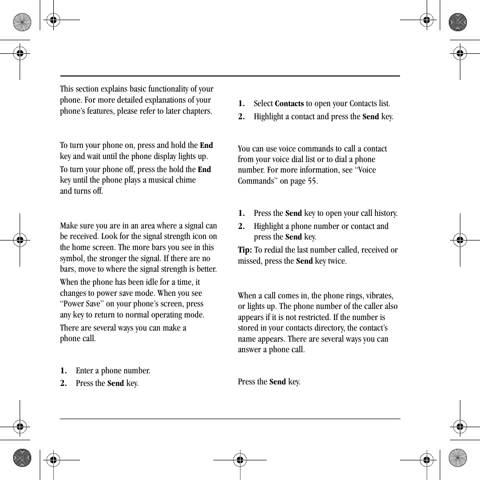 2basic functions, Power up, Make phone calls | Answer phone calls | Kyocera S2410 User Manual | Page 16 / 72