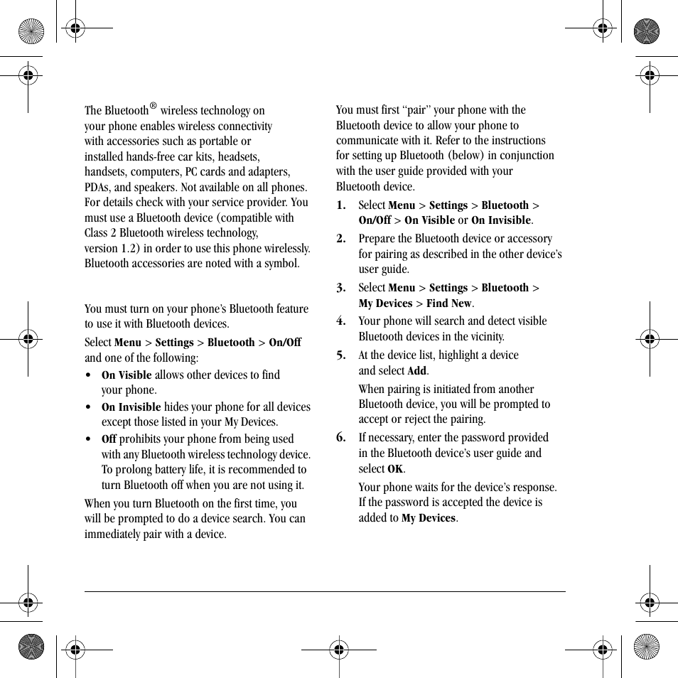 Bluetooth | Kyocera S2410 User Manual | Page 50 / 72